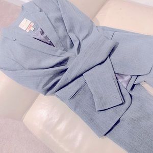 Gray Pinstriped Pantsuit